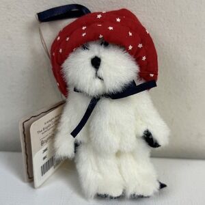 Boyds Bears Rare 4 Inches Mini Bear Patriotic Ornament Jane Red‎ Hat